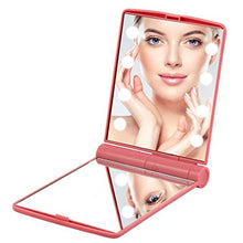 Edrus - Specchio portatile con ingrandimento touch screen 8 dimmerabile illuminato, specchio cosmetico da borsa, pieghevole, doubleface, specchio compatto