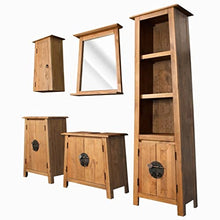 vidaXL Set da Bagno 5 pz in Legno Massello di Pino di Recupero Mobili Specchio