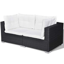 vidaXL Divano da Esterno Set 32 pz in Polirattan Nero Sofa Giardino Patio
