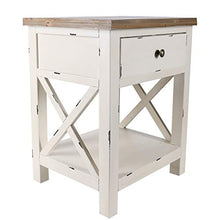 Comodino in legno bianco crema, vintage, stile rustico, retro