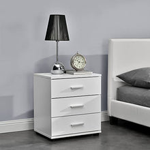 [en.casa] Comodino da Letto Elegante Bianco 3 x cassetti truciolato