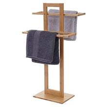 Arredo bagno HWC-B74 portasciugamani legno bambù 80x42x27cm