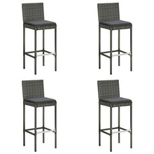 FAMIROSA Sgabelli da Bar con Cuscini 4 pz Grigi in Polyrattan-3438