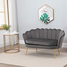 homcom Divano 2 Posti in Velluto e Gambe in Metallo, Arredamento Vintage Casa e Ufficio, 130x63x73cm Grigio