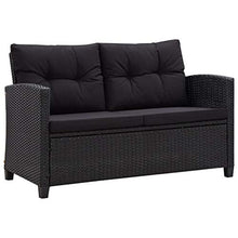 FAMIROSA Divano da Giardino 2 Posti con Cuscini Nero 124 cm Polyrattan