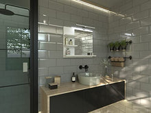 DOMTECH, Specchio da bagno con mensola, bianco, con illuminazione a LED, specchio da bagno,L