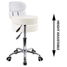 KKTONER Sgabello Girevole in Pelle PU con Schienale Regolabile in Altezza Computer per Ufficio Colore Bianco