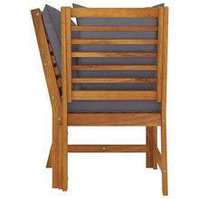 vidaXL Set Divani Giardino 3pz Cuscini Grigio Scuro Acacia Massello