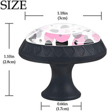 Polka Dots Pattern Rosa Nero Pomelli per Porta Set di 4 Pomelli per Mobili Manopole per Cassetti Cucina Armadio Vetro