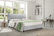 EVERGREENWEB - Letto Matrimoniale con BOX Contenitore + MATERASSO Matrimoniale + Coppia Cuscini Memory INCLUSI + Rete a Doghe in Legno, Elegante Testiera Tessuto Grigio Imbottito SFODERABILE Mod ALEXA