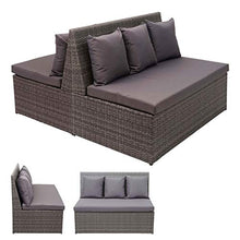 Mendler Set 2X divani sofà 2 posti da Esterno HWC-G16 polyrattan Grigio Cuscino Grigio Scuro