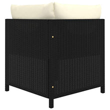 SKM Set Divani da Giardino 5 pz con Cuscini in Polyrattan Nero (31.8kg)