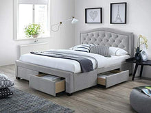 Sellon24/Signal Letto matrimoniale in tessuto grigio trapuntato 160 x 200 cassetti rete a doghe matrimoniale Luxury Electra