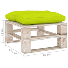 vidaXL Pouf da Giardino Pallet Cuscino Verde Brillante Legno di Pino