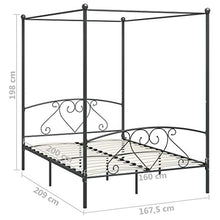 SKM Letto a Baldacchino Grigio in Metallo 160x200 cm (27kg)