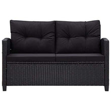 FAMIROSA Divano da Giardino 2 Posti con Cuscini Nero 124 cm Polyrattan