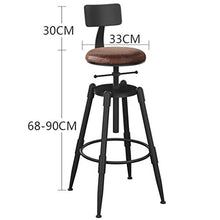 Decorative stool Sgabello Alto da Bar, caffetteria da tè, bancone da Negozio, sgabuzzino Industriale Sgabello da Bar, Ristorante, Sedia da Pranzo, 68-90 cm (Dimensioni : B)