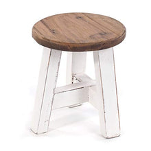 DESIGN DELIGHTS - Sgabello in Legno Massiccio Riciclato, 23 x 20 x 20 cm (A x L x P), Colore: 06 Bianco e naturale