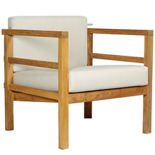 Teako Design Poltrona lounge Pusiano con cuscini in legno di teak non trattato, resistente alle intemperie, robusta sedia da terrazzo