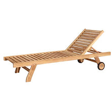 BENEFFITO SALENTO – Sdraio in teak – Schienale reclinabile – Due ruote – Solido e resistente alle intemperie – 200 x 65 x 35 cm – Peso massimo 150 kg