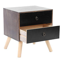 AYNEFY - Comodino vintage nero con cassetto