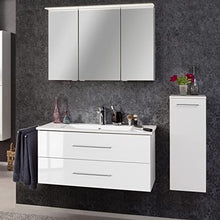 FACKELMANN B.Perfekt - Set di mobili da bagno, 3 pezzi, con mobiletto in ceramica, 100 cm e armadietto a specchio a LED