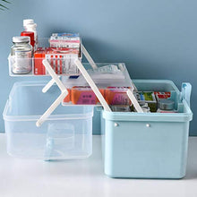 Contenitore per medicine di pronto soccorso, contenitore per pillole di droga, contenitore portatile per medicine (blu, 29 x 16 x 15,7 cm)