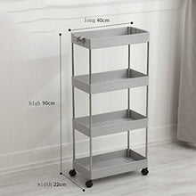 LPW Carrello da Cucina, 4 Scaffale per Cucina, Bianca Portaoggetti Scaffalatura,Carrellino Salvaspazio,Carrellino per Bagno Plastica,Grigio,A