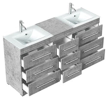 Mobile bagno a terra Vitro Modern con lavabos in vetro grigio cemento