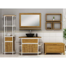 Mobiletto per lavabo Magnia in Legno di Teak Massiccio, Larghezza del mobiletto 140 cm
