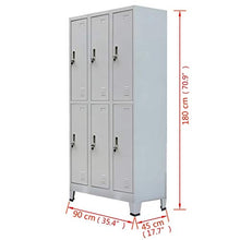 Armadio con 6 Armadietti in Acciaio, con Asta Appendiabiti, 90x45x180 cm, Grigio
