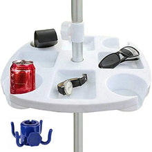 YUEN Vassoio per Ombrellone da Spiaggia con Portabicchieri E Gancio per Appendere Materiale Pp per Patio Giardino Piscina Spiaggia