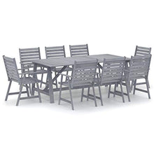 FAMIROSA Set Pranzo da Giardino 9 pz in Legno Massello di Acacia Grigio