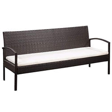 SKM Divano da Giardino a 3 Posti con Cuscini Marrone in Polyrattan