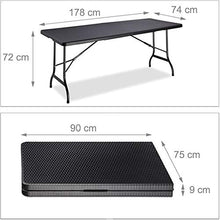 MaxxGarden Tavolo da Giardino Tavolo da Campeggio Look PolyRattan 180x74x74 cm Tavolino Pieghevole Esterno Nero