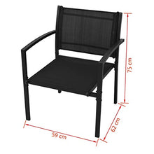 FAMIROSA Set da Pranzo da Giardino 4 pz in Textilene Nero