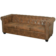 vidaXL Divano Comodo Chersterfield a 3 Posti in Pelle Artificiale Marrone Sofa