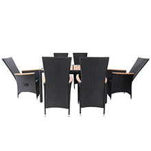 SKM Set da Pranzo da Giardino 7 pz in Polyrattan e Acacia Nero (70.5kg)