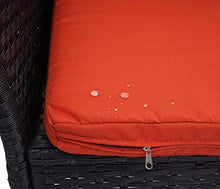 Mendler Serie Halden per l'esterno Divano Sofa 2 posti polyrattan Antracite con Cuscino Arancione