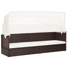 FAMIROSA Divano da Giardino con Tettoia in Polyrattan Marrone
