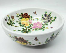 Lavabo in ceramica con motivo floreale vintage e uccelli, 400 mm x 400 mm x 150 mm