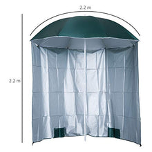 Outsunny Ombrellone da Spiaggia e da Giardino Φ220cm con Tenda Parasole, Poliestere e Metallo, Verde Scuro e Bianco