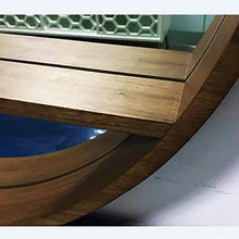 XIAOQIAO Specchio da Bagno con Ripiano Portaoggetti Specchio da toeletta Rotondo Nordico Specchio da Portico in Legno di Moda Semplice da Appendere, per vanità da Bagno