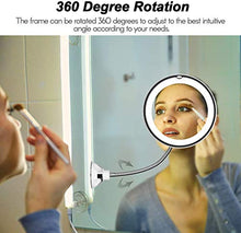 Specchio da trucco con ingrandimento 10x, regolabile, a collo di cigno flessibile, a forma di ventosa, specchio cosmetico per camera da letto, bagno