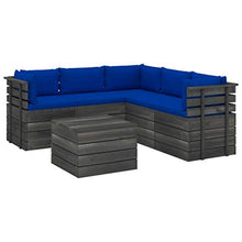 vidaXL Set Divani da Giardino su Pallet 6 pz con Cuscini Massello Pino