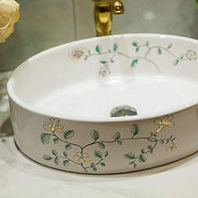 Jgophu Lavandino da bagno in ceramica con orchidea dorata dipinta a mano