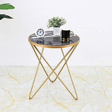 Xicaimen Modern Round Footer Accent Table Living Room   Marble   Gold Triangular Stable Structure  Durable 50 * 50 * 60 cm