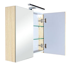 Jindoli - Armadietto da bagno con illuminazione, doppio specchio con LED (60 cm, beige)