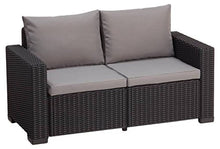 Keter California Divano da Giardino 2 Posti, Divano in Rattan Cuscino Incluso Color Grafite
