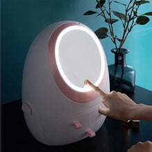 Lshbwsoif - Contenitore per cosmetici con specchio illuminato a LED, antipolvere, per bagno, camera da letto